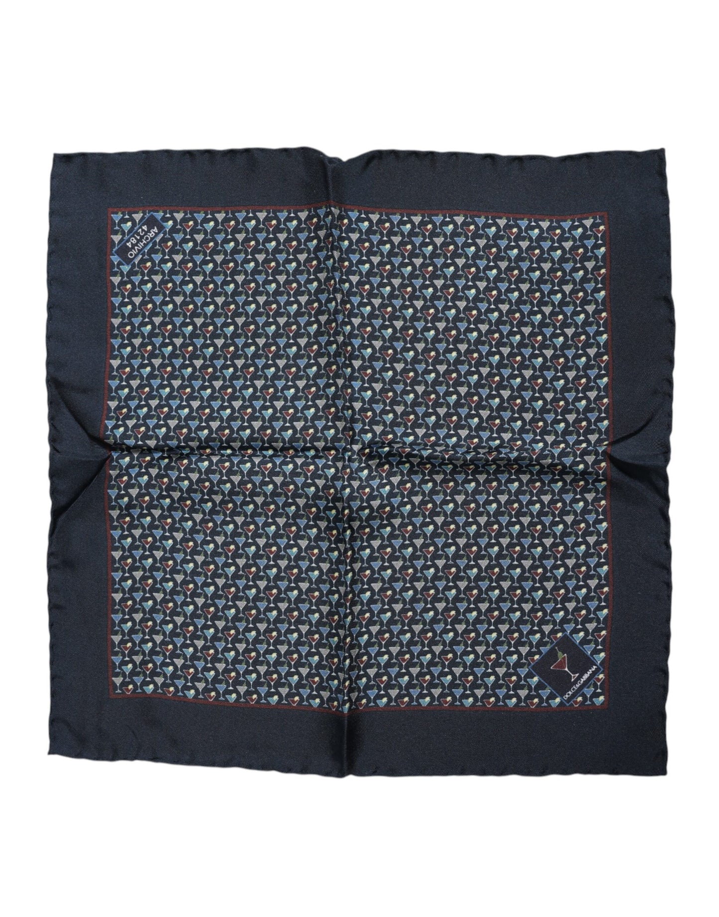 Dolce &amp; Gabbana – Blauer quadratischer Foulard-Schal aus Cocktailseide