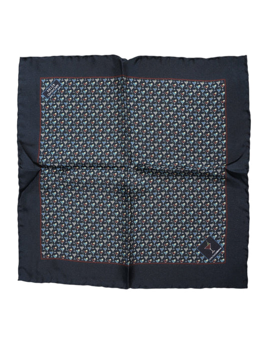 Dolce &amp; Gabbana – Blauer quadratischer Foulard-Schal aus Cocktailseide