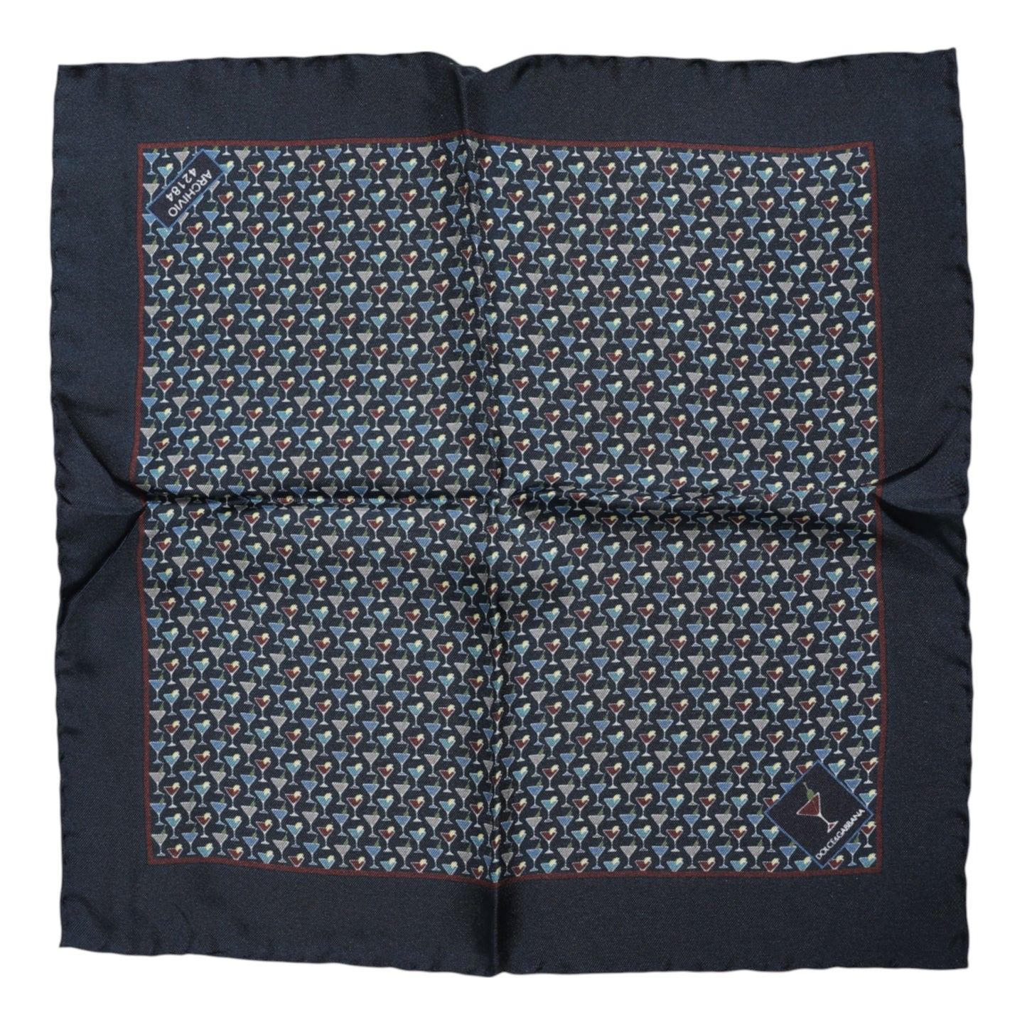 Dolce &amp; Gabbana – Blauer quadratischer Foulard-Schal aus Cocktailseide