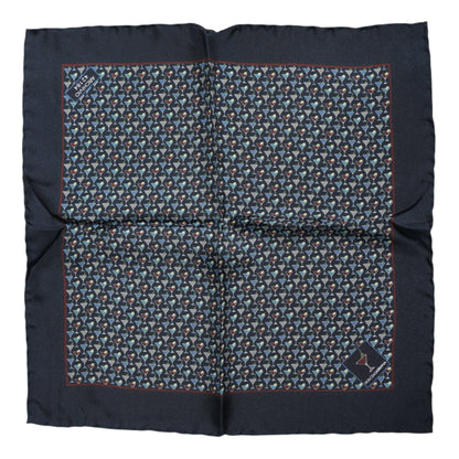 Dolce &amp; Gabbana – Blauer quadratischer Foulard-Schal aus Cocktailseide