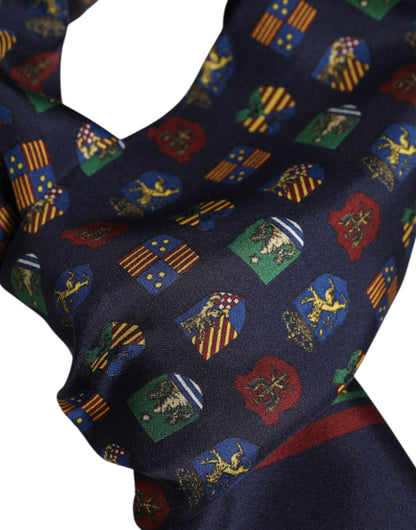 Dolce &amp; Gabbana – Blauer Seiden-Foulardschal mit Fransen