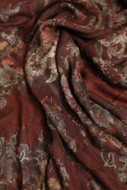 Dolce & Gabbana Maroon Floral Neck Warmer Foulard Scarf