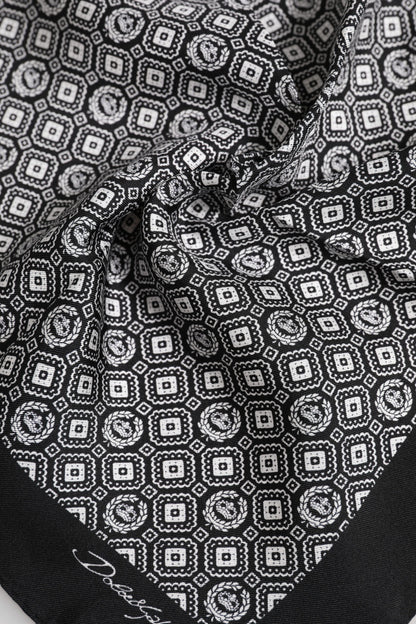Dolce & Gabbana Black White Patterned Square Foulard Scarf