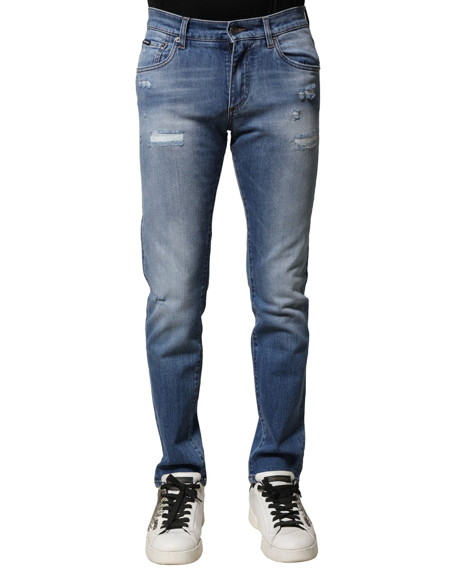 Dolce &amp; Gabbana Blaue Skinny-Jeans aus gewaschener Baumwolle für Herren