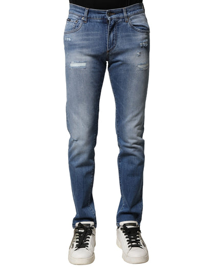 Dolce &amp; Gabbana Blaue Skinny-Jeans aus gewaschener Baumwolle für Herren