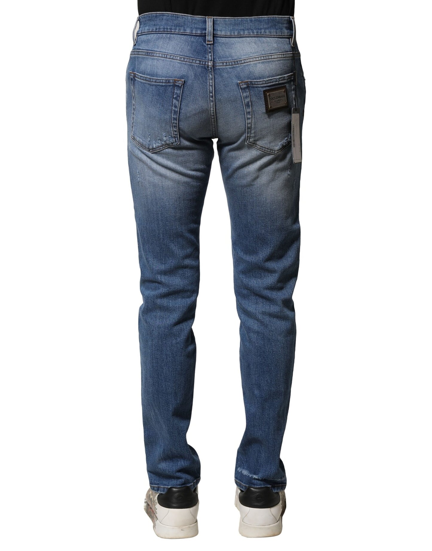 Dolce &amp; Gabbana Blaue Skinny-Jeans aus gewaschener Baumwolle für Herren