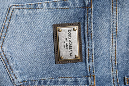 Dolce &amp; Gabbana Blaue Skinny-Jeans aus gewaschener Baumwolle für Herren