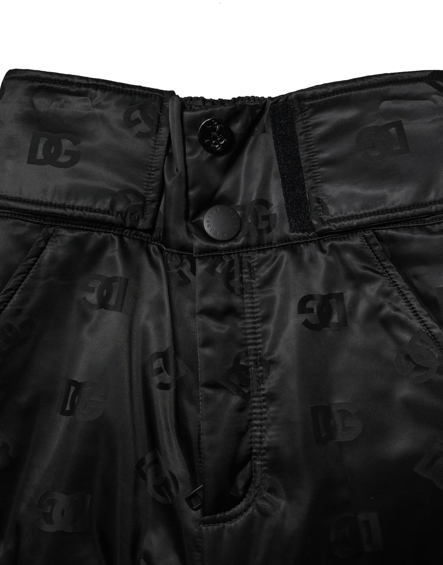 Dolce & Gabbana Black Nylon DG Logo Straight Pants