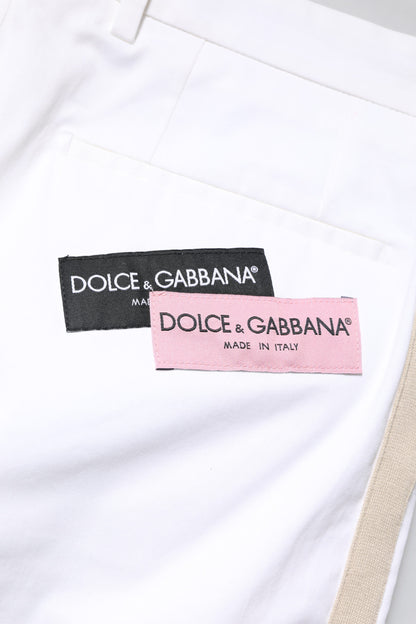 Dolce &amp; Gabbana Weiße, gerade geschnittene Hose aus Baumwolle mit Logo für Herren