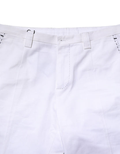 Dolce &amp; Gabbana Weiße, gerade geschnittene Hose aus Baumwolle mit Logo für Herren