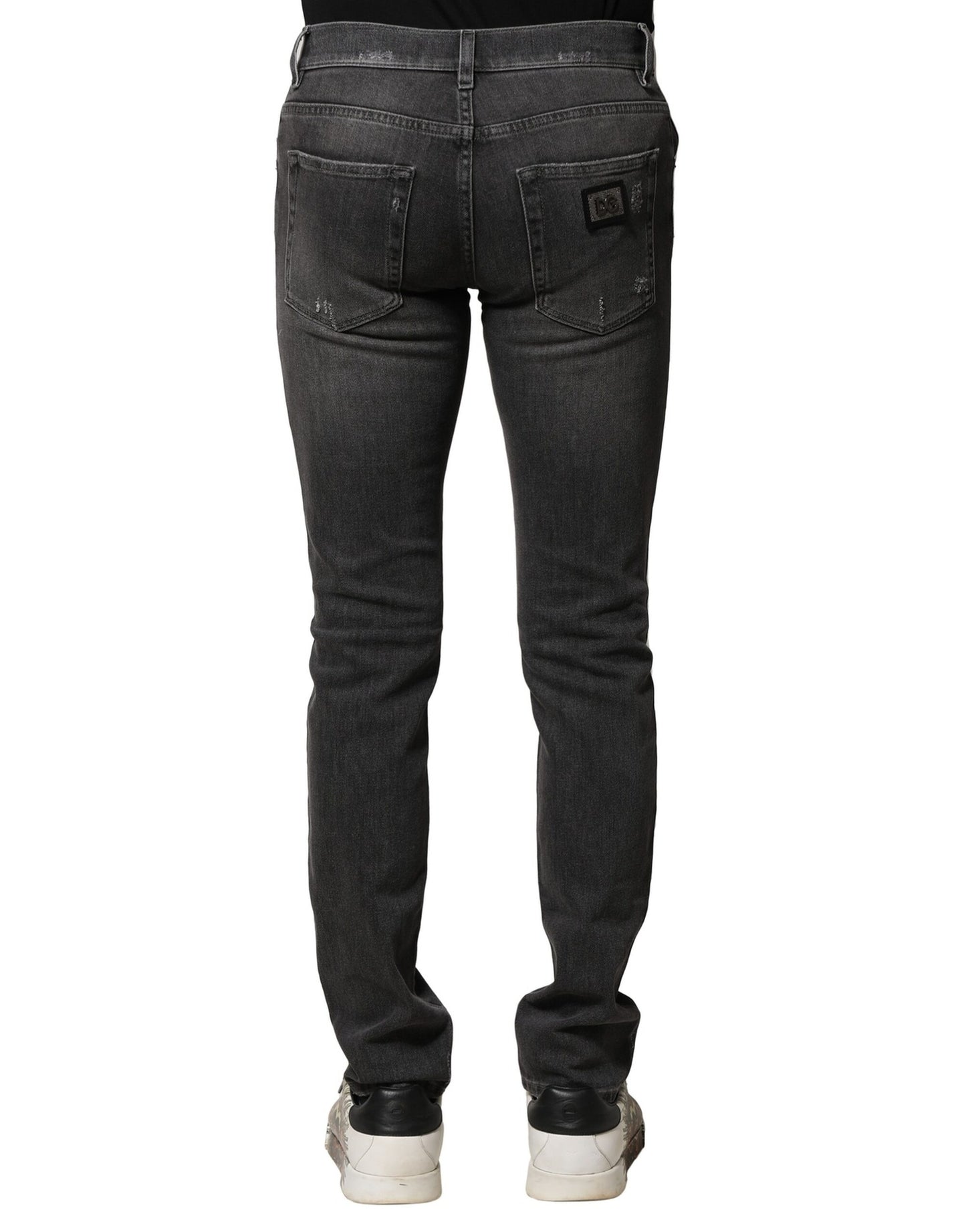 Dolce &amp; Gabbana – Schwarze, verwaschene, zerfetzte Slim-Fit-Jeans