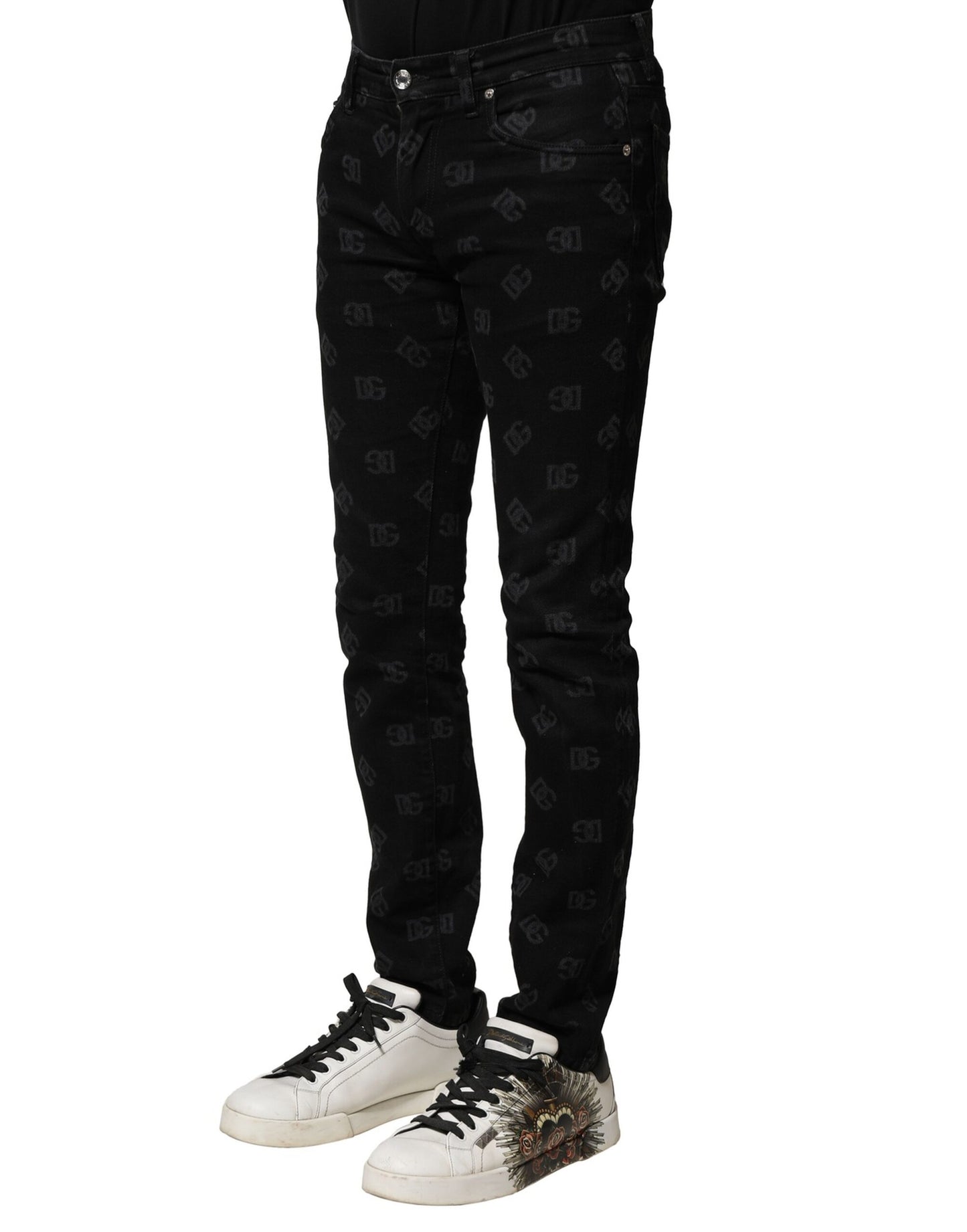 Dolce &amp; Gabbana Schwarze Skinny-Jeans aus Baumwolle mit DG-Logo für Herren