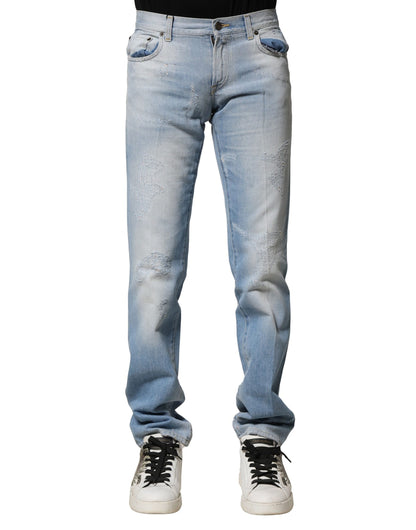 Dolce & Gabbana Light Blue Washed Straight Fit Denim Jeans