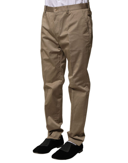 Dolce & Gabbana Brown Cotton Tapered Men Formal Pants