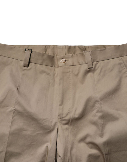 Dolce & Gabbana Brown Cotton Tapered Men Formal Pants