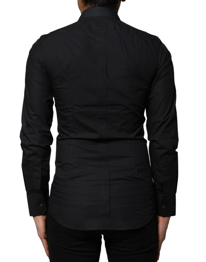 Dolce & Gabbana Black Cotton GOLD Long Sleeves Dress Shirt