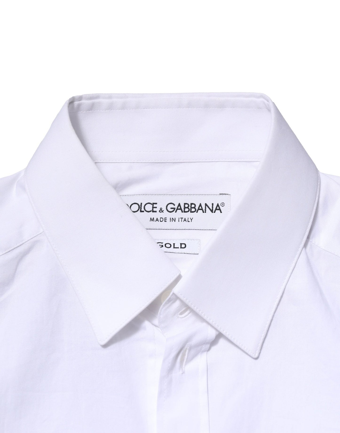Dolce &amp; Gabbana Weißes langärmliges Hemd aus Baumwolle in GOLD