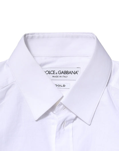 Dolce &amp; Gabbana Weißes langärmliges Hemd aus Baumwolle in GOLD