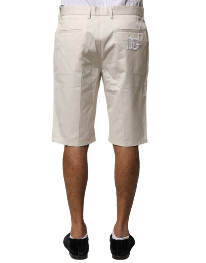 Dolce & Gabbana Beige Cotton Stretch Mid Waist Bermuda Shorts