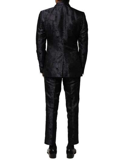 Dolce & Gabbana Black Jacquard 3 Piece Single Breasted Suit