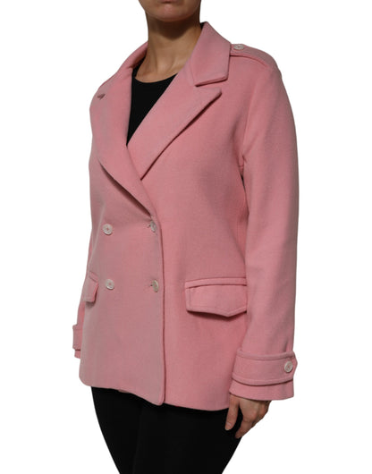 PINK MEMORIES Rosa Zweireihiger Blazer aus Wolle