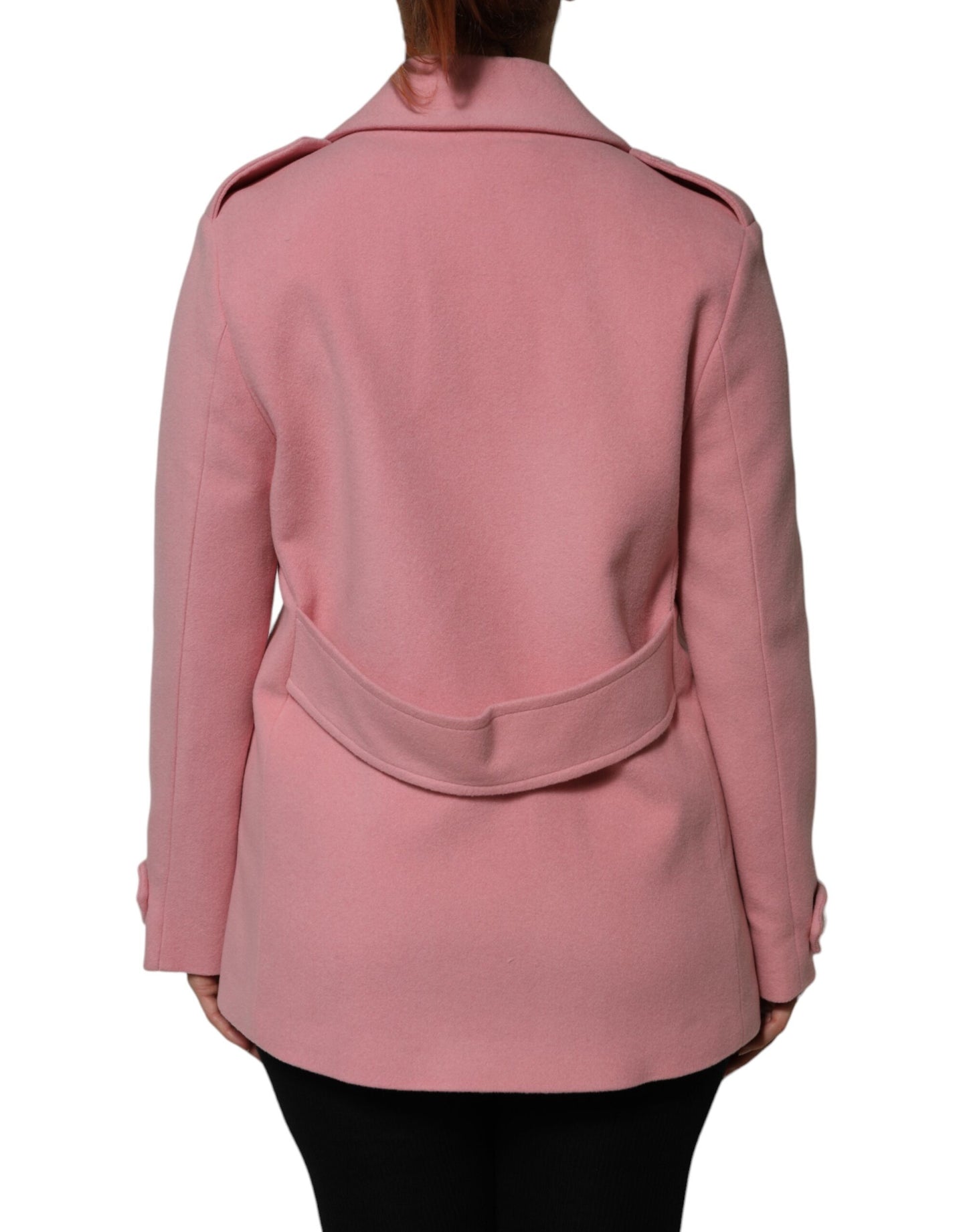 PINK MEMORIES Rosa Zweireihiger Blazer aus Wolle