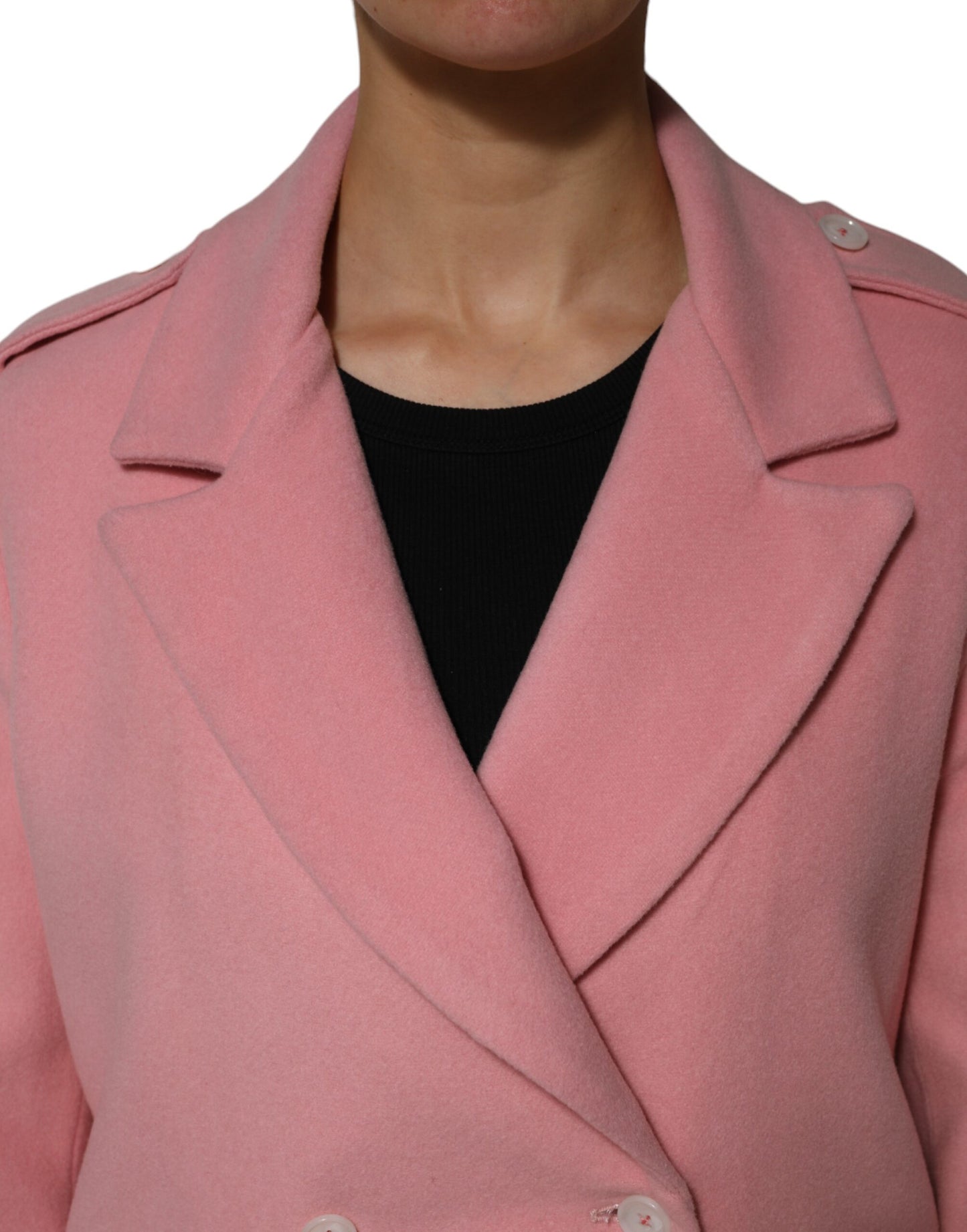PINK MEMORIES Rosa Zweireihiger Blazer aus Wolle