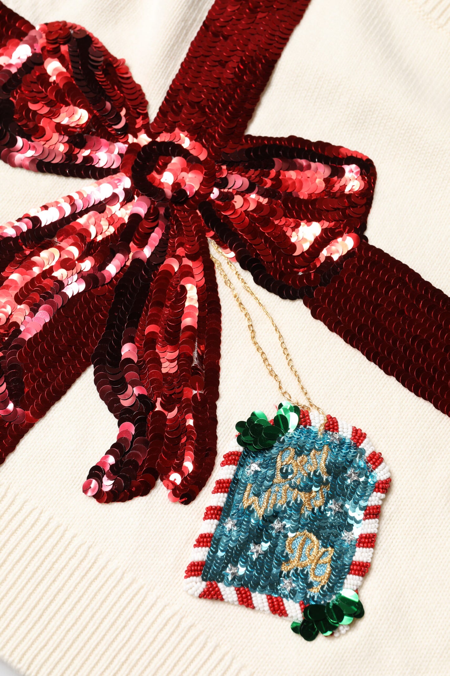 Dolce &amp; Gabbana – Weißer Pullover mit Rundhalsausschnitt und Pailletten