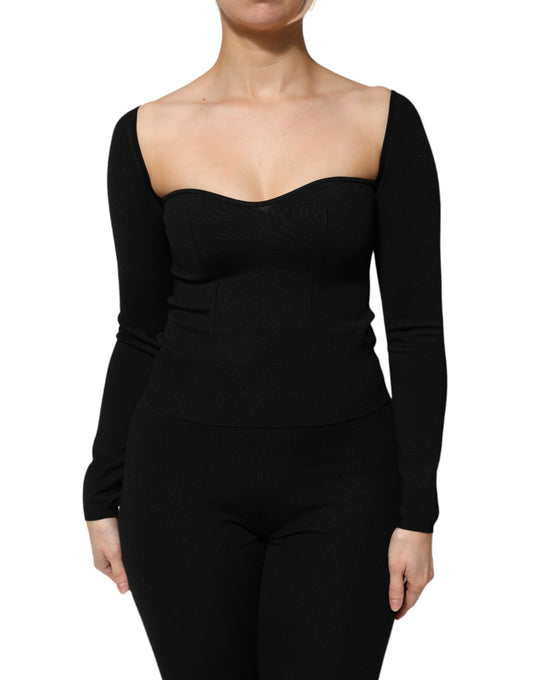 Dolce &amp; Gabbana – Langärmliges Pullover-Bluse-Oberteil aus schwarzer Viskose