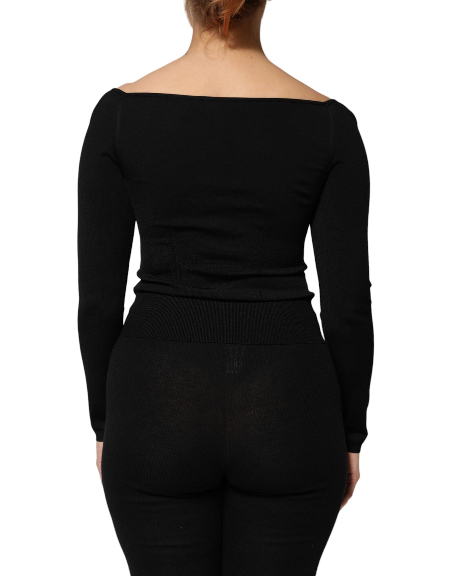 Dolce & Gabbana Black Viscose Long Sleeve Pullover Blouse Top