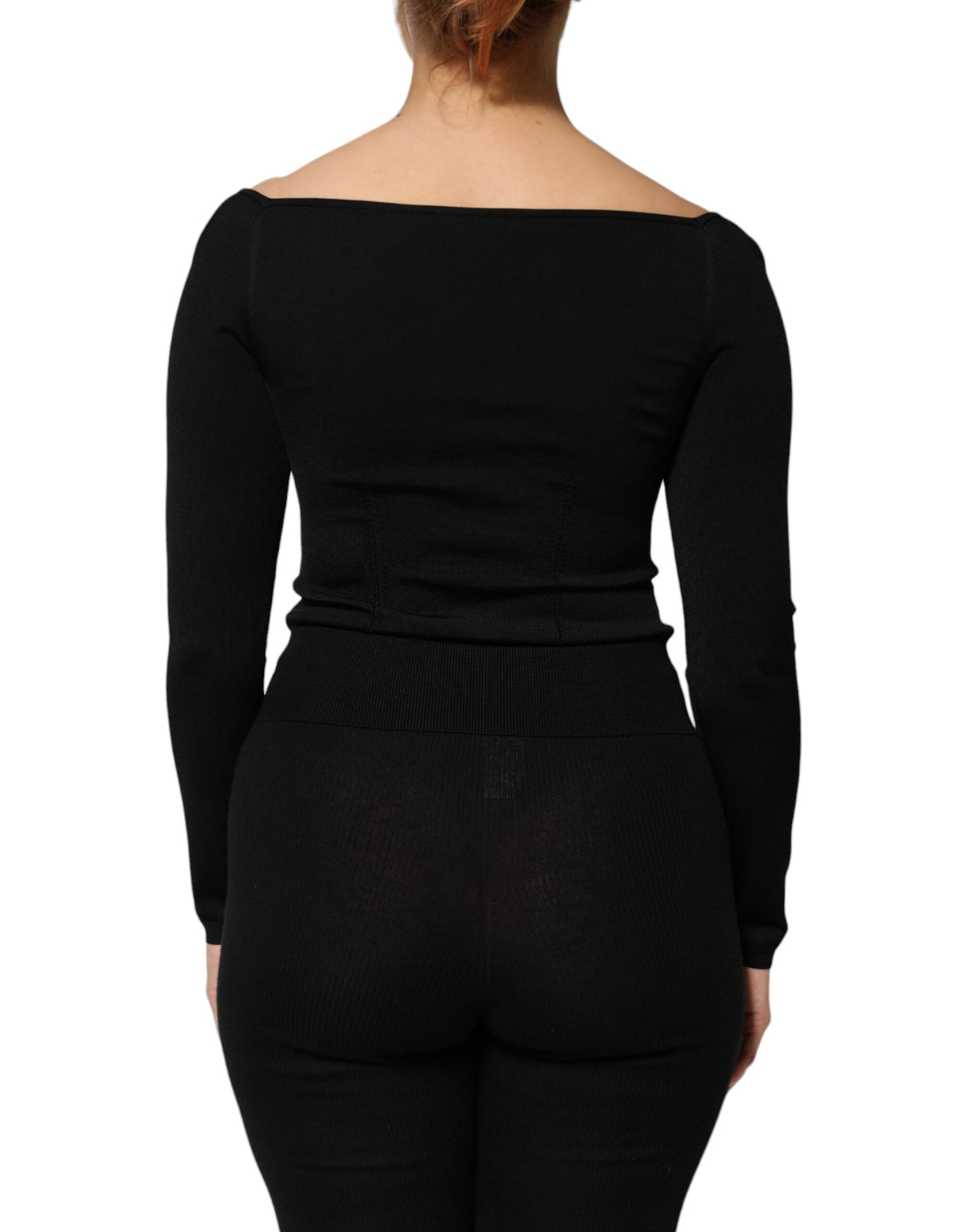 Dolce &amp; Gabbana – Langärmliges Pullover-Bluse-Oberteil aus schwarzer Viskose