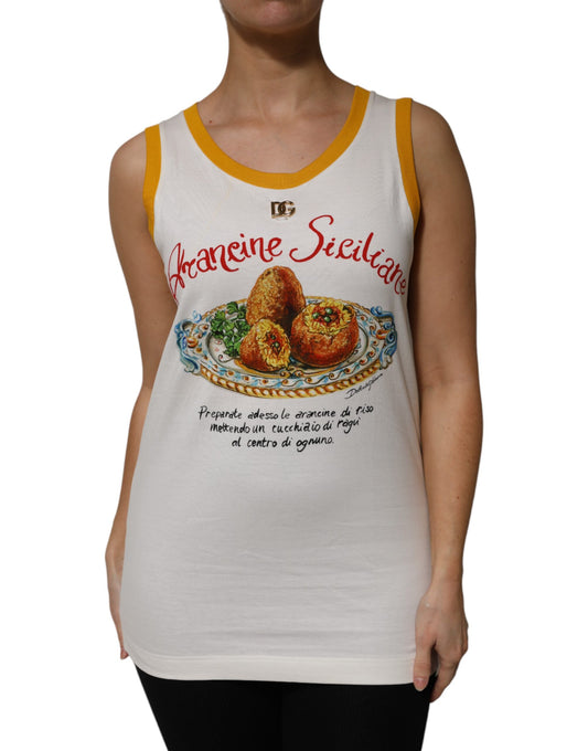 Dolce &amp; Gabbana Weißes ärmelloses Tanktop „Araneine Siciliane“