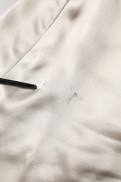 Dolce & Gabbana Beige Satin Silk Collared Long Sleeves Top