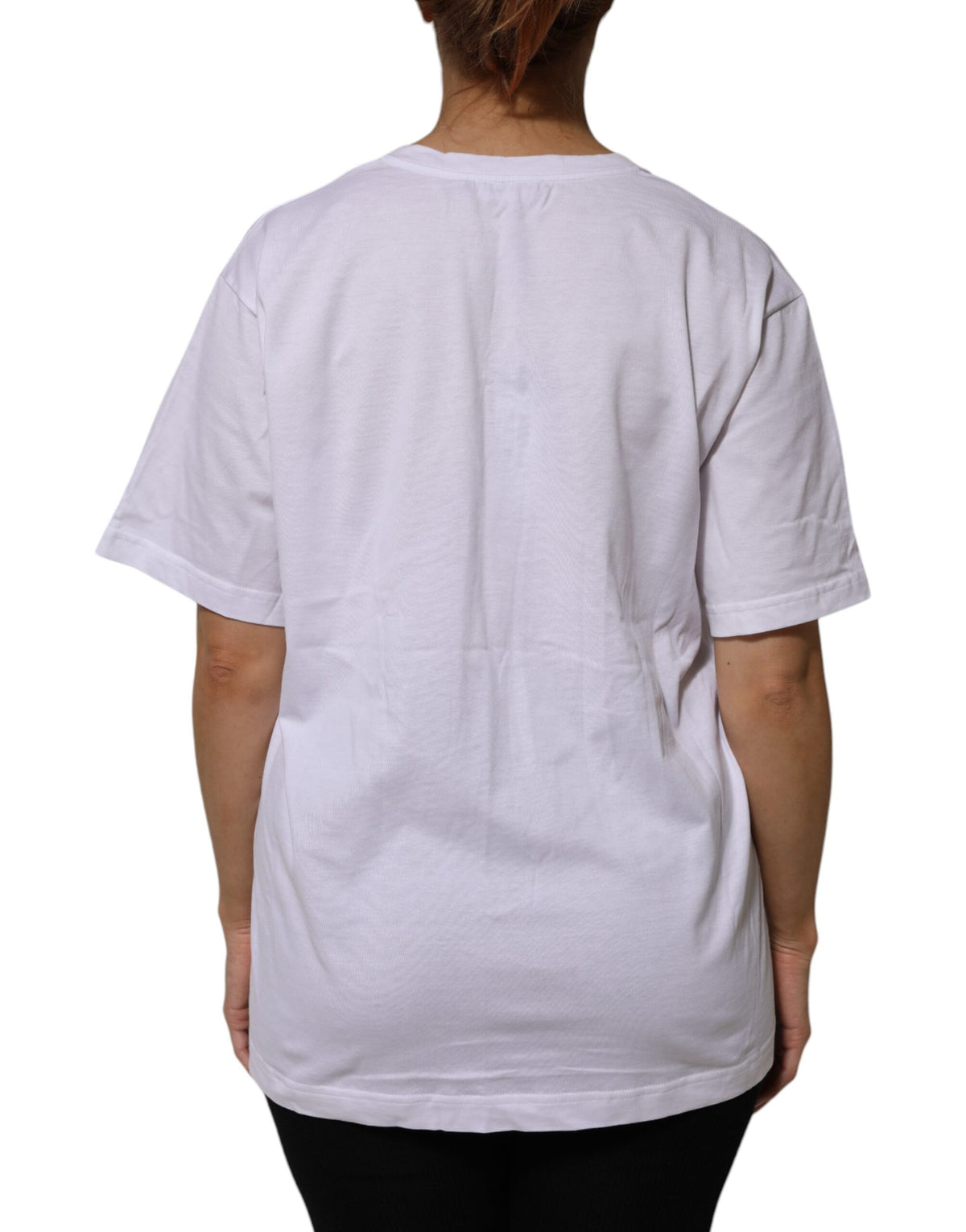 Dolce &amp; Gabbana – Weißes T-Shirt aus Baumwolle mit kurzen Ärmeln und V-Ausschnitt