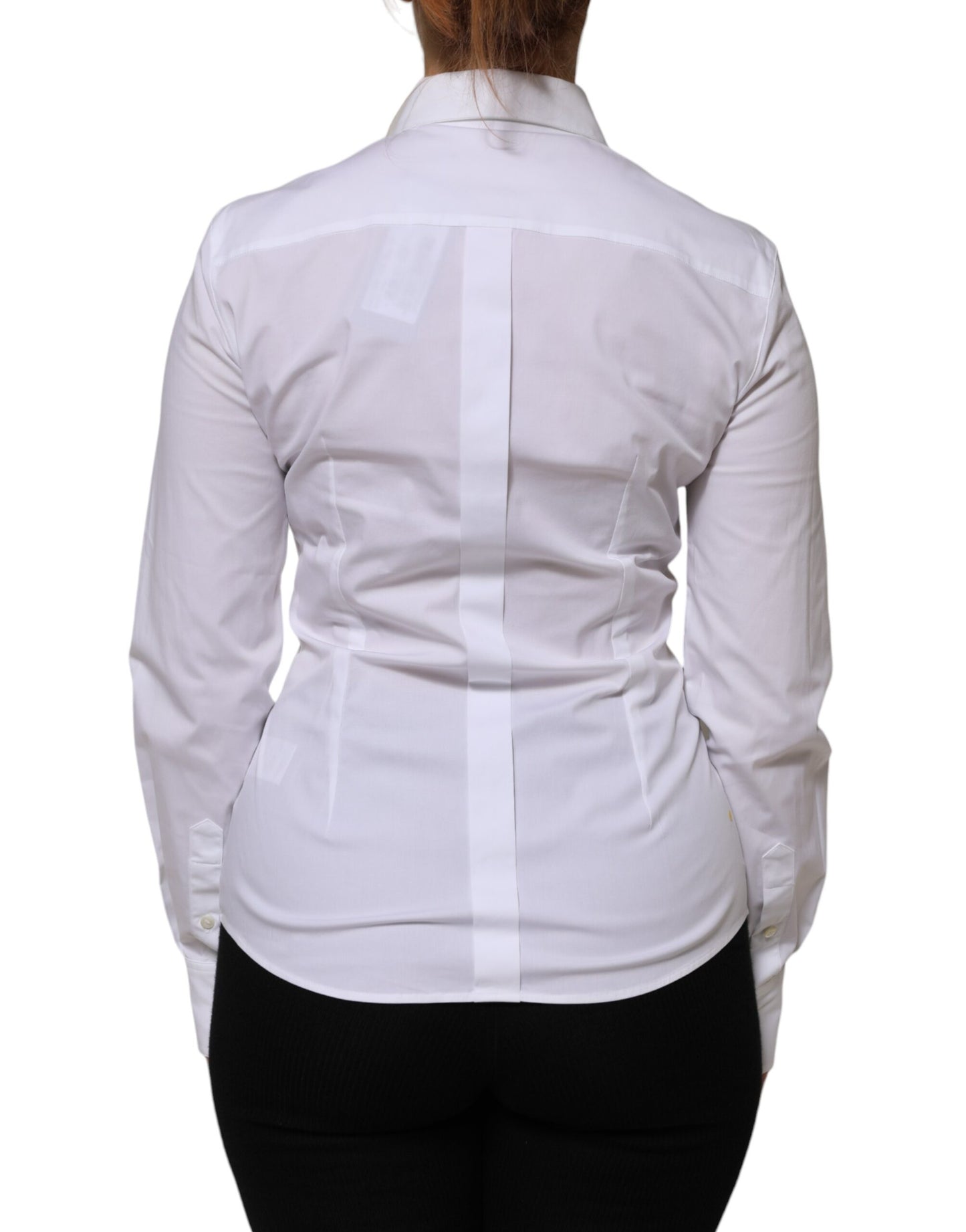 Dolce & Gabbana White Cotton Collared Long Sleeves Shirt Top