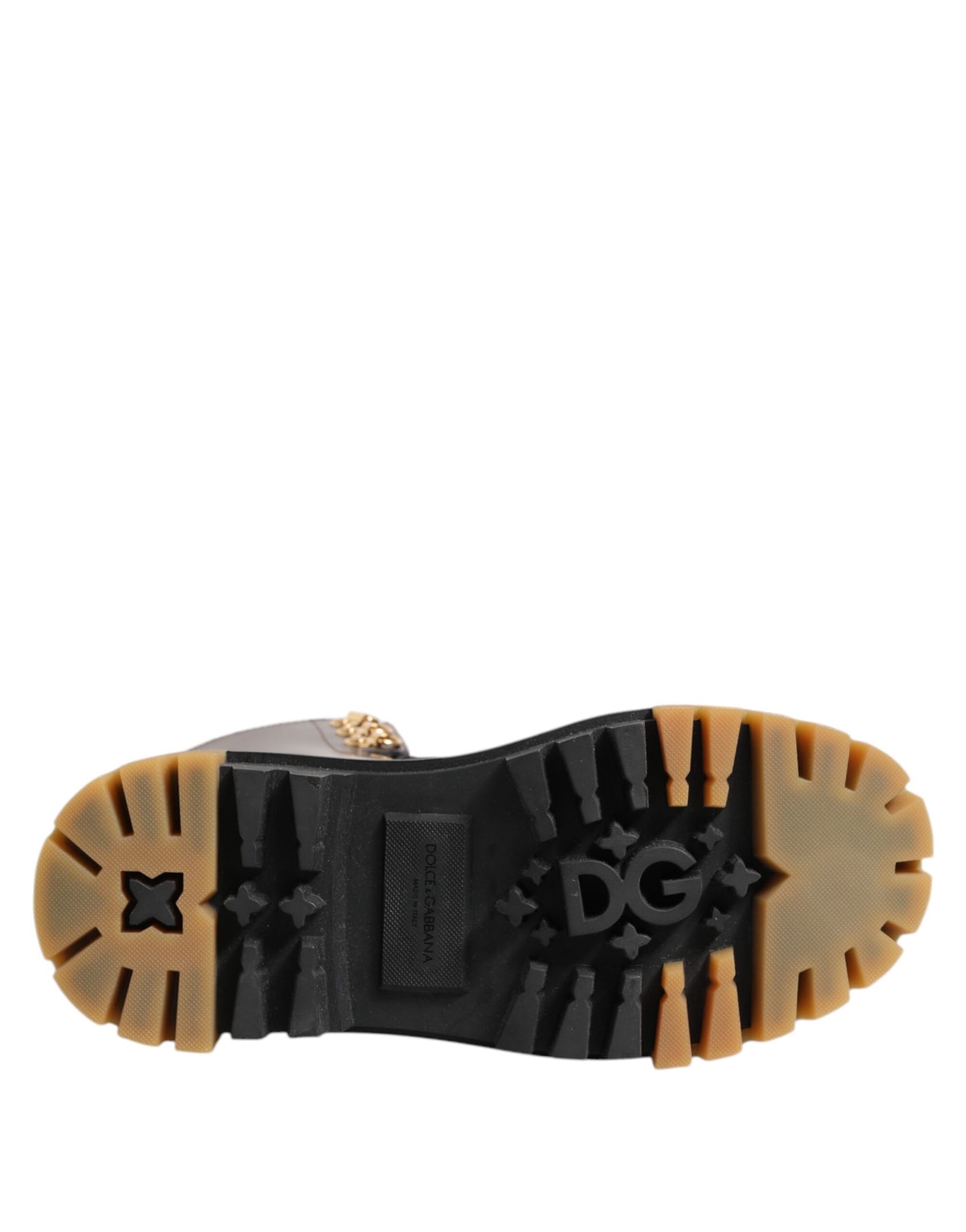 Dolce &amp; Gabbana Braune schwarze Lederstiefel mit Reißverschluss und Schnürschuhen