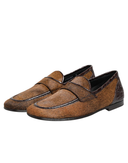 Dolce &amp; Gabbana – Braune Slipper aus Leder für Herren