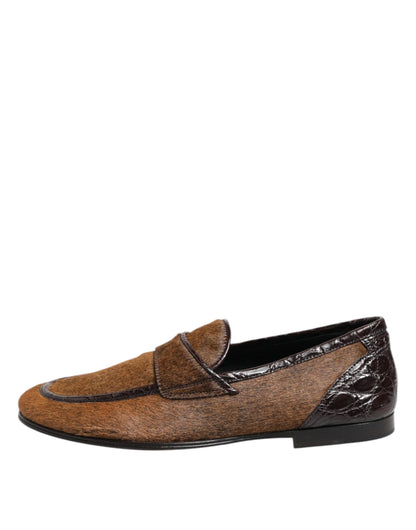 Dolce &amp; Gabbana – Braune Slipper aus Leder für Herren