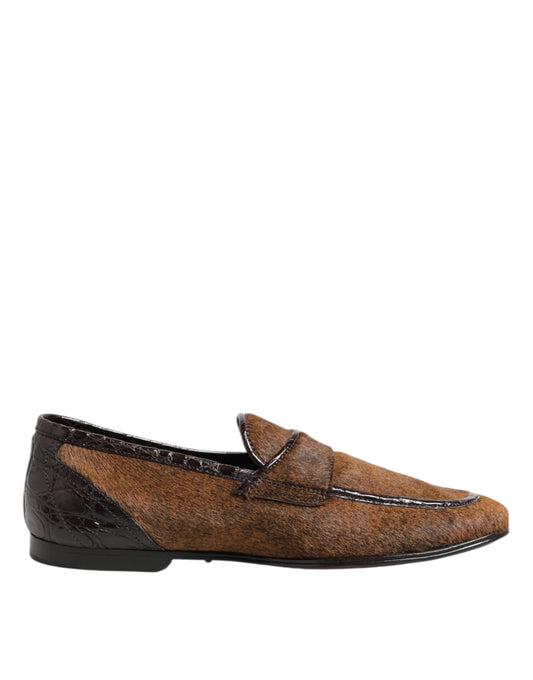 Dolce &amp; Gabbana – Braune Slipper aus Leder für Herren