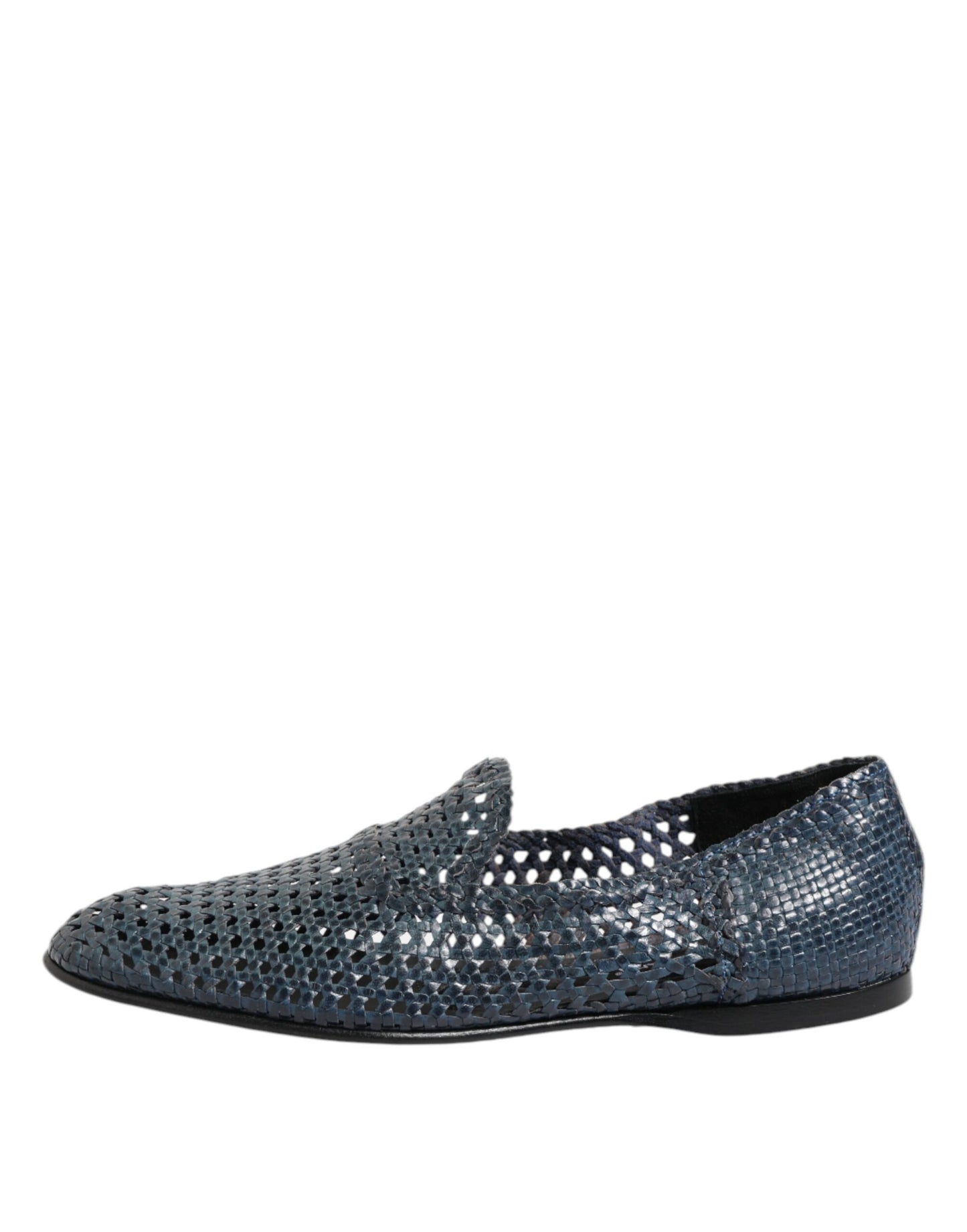 Dolce &amp; Gabbana – Slipper aus gewebtem Leder in Blau
