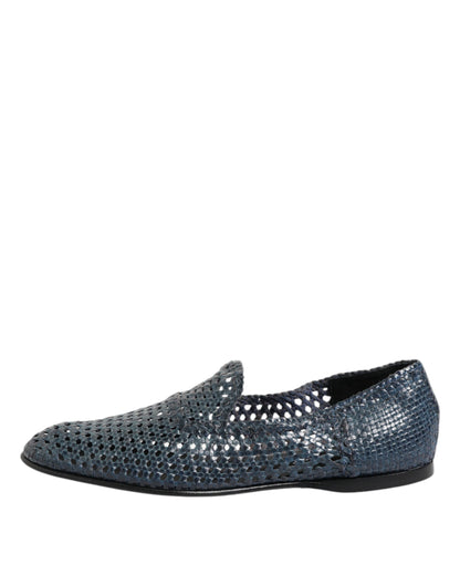 Dolce &amp; Gabbana – Slipper aus gewebtem Leder in Blau