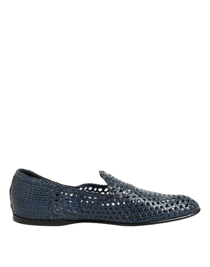 Dolce &amp; Gabbana – Slipper aus gewebtem Leder in Blau