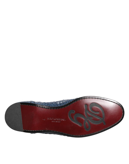 Dolce &amp; Gabbana – Slipper aus gewebtem Leder in Blau