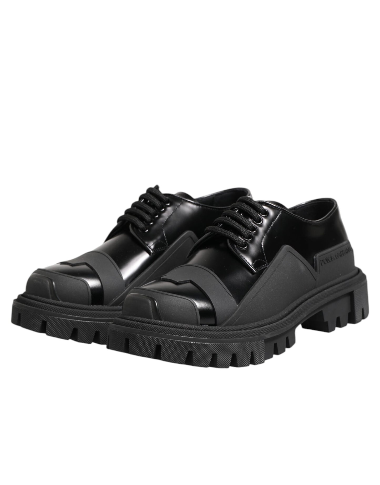 Dolce &amp; Gabbana – Trekking-Derby-Schuhe aus schwarzem Lackleder