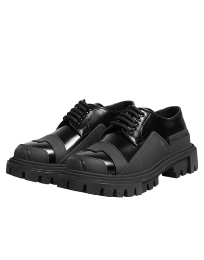 Dolce &amp; Gabbana – Trekking-Derby-Schuhe aus schwarzem Lackleder
