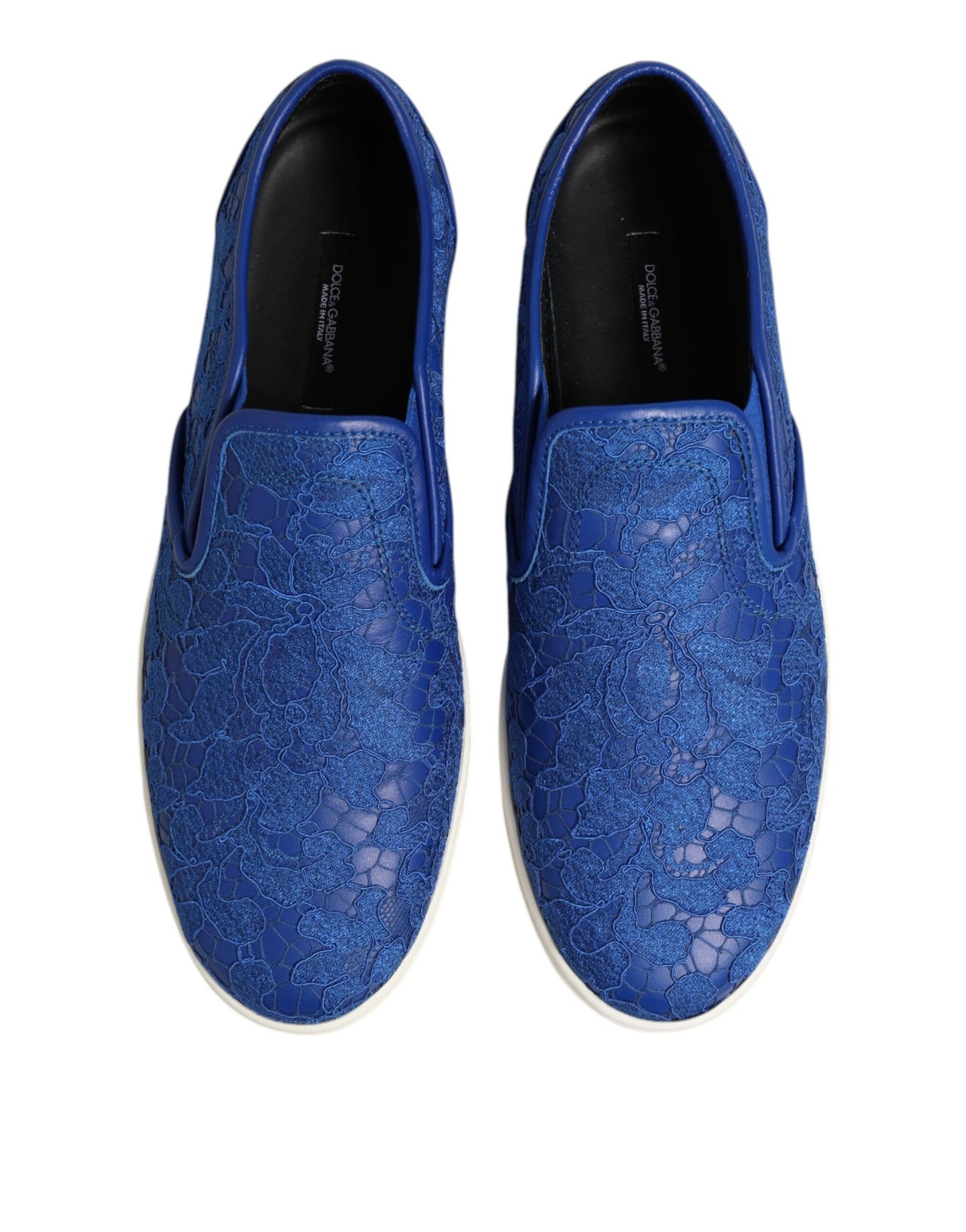 Dolce &amp; Gabbana – Slip-On-Sneakers aus Leder mit Schnürung in Blau