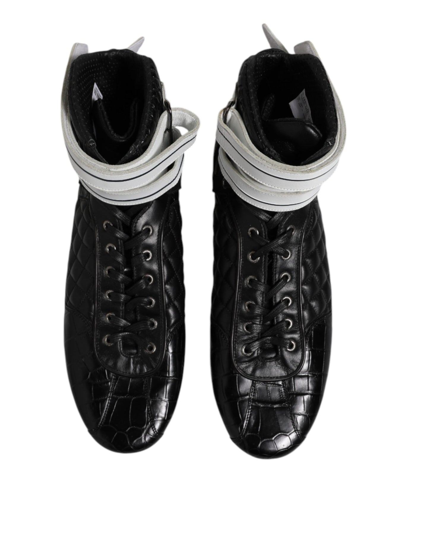 Dolce &amp; Gabbana – Schwarze Sneakers mit gestepptem Leder und Schnürung
