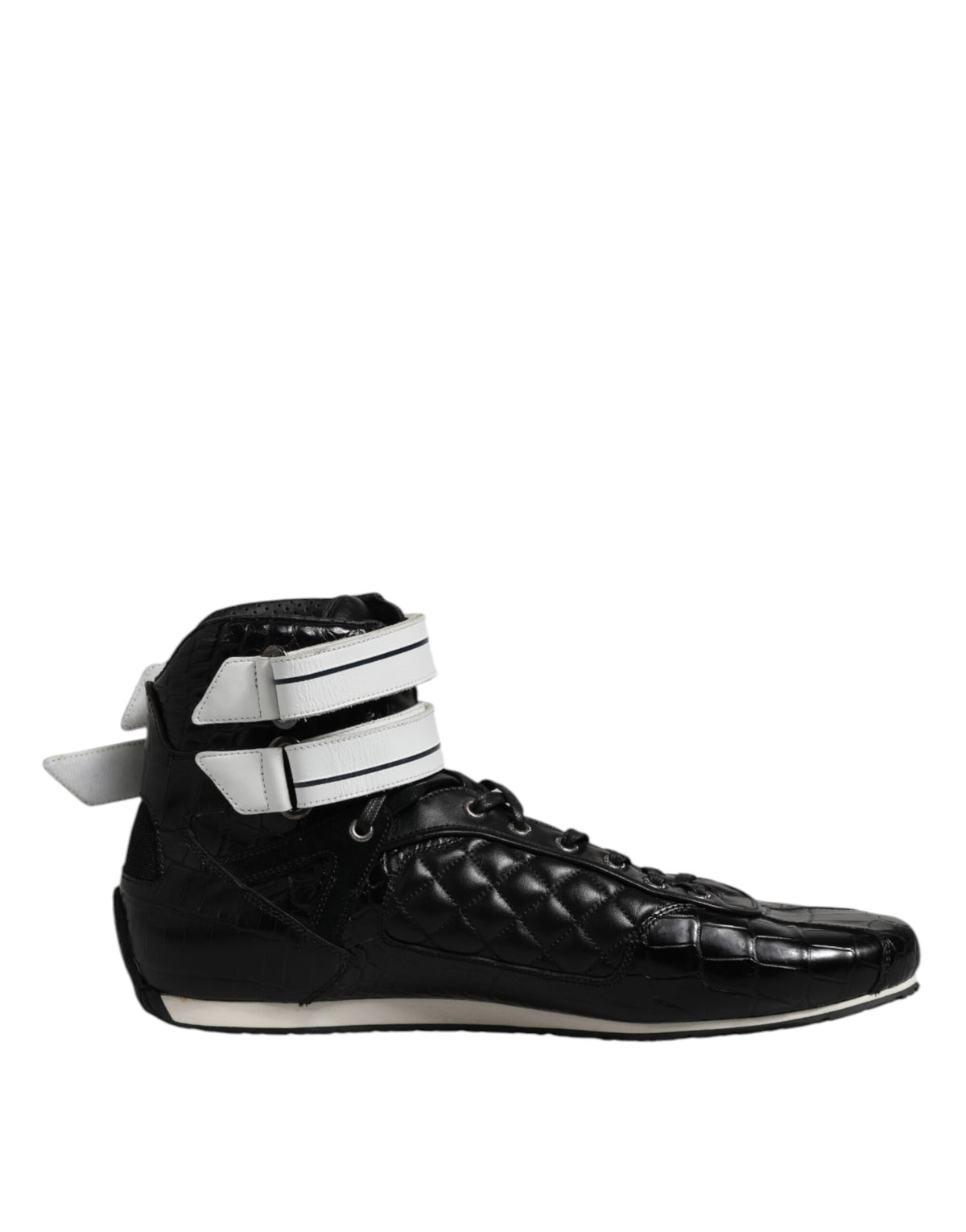 Dolce &amp; Gabbana – Schwarze Sneakers mit gestepptem Leder und Schnürung