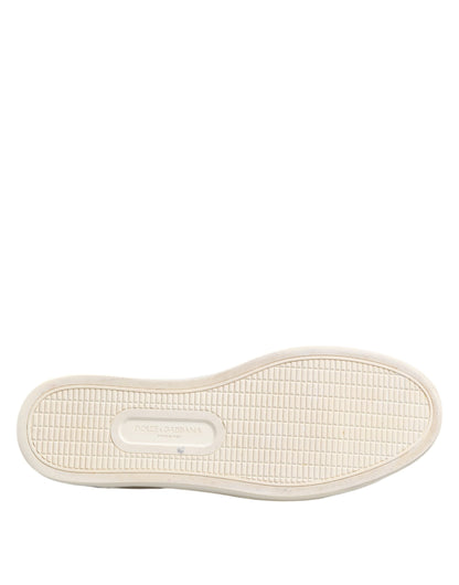 Dolce &amp; Gabbana Weiße bedruckte Low-Top-Sneakers aus Leder