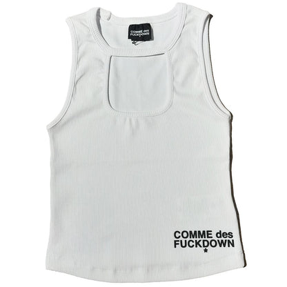 Comme Des Fuckdown Weißes Baumwoll-Damen-Top